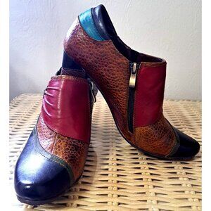 L'Artiste by Spring Step Women's 9.5 Fia Ankle Boot Multicolor Leather Side Zip